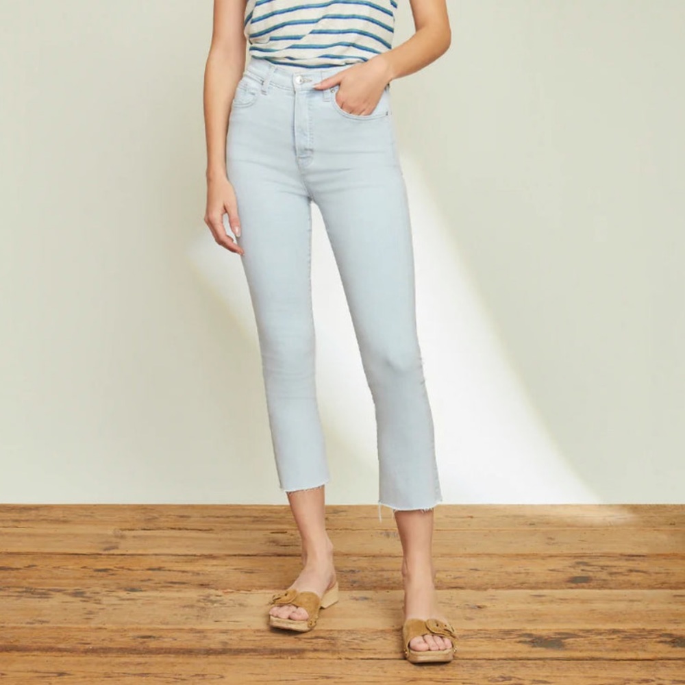 Veronica Beard Carly Kick Flare High Rise Jean Aspen Blue NEW